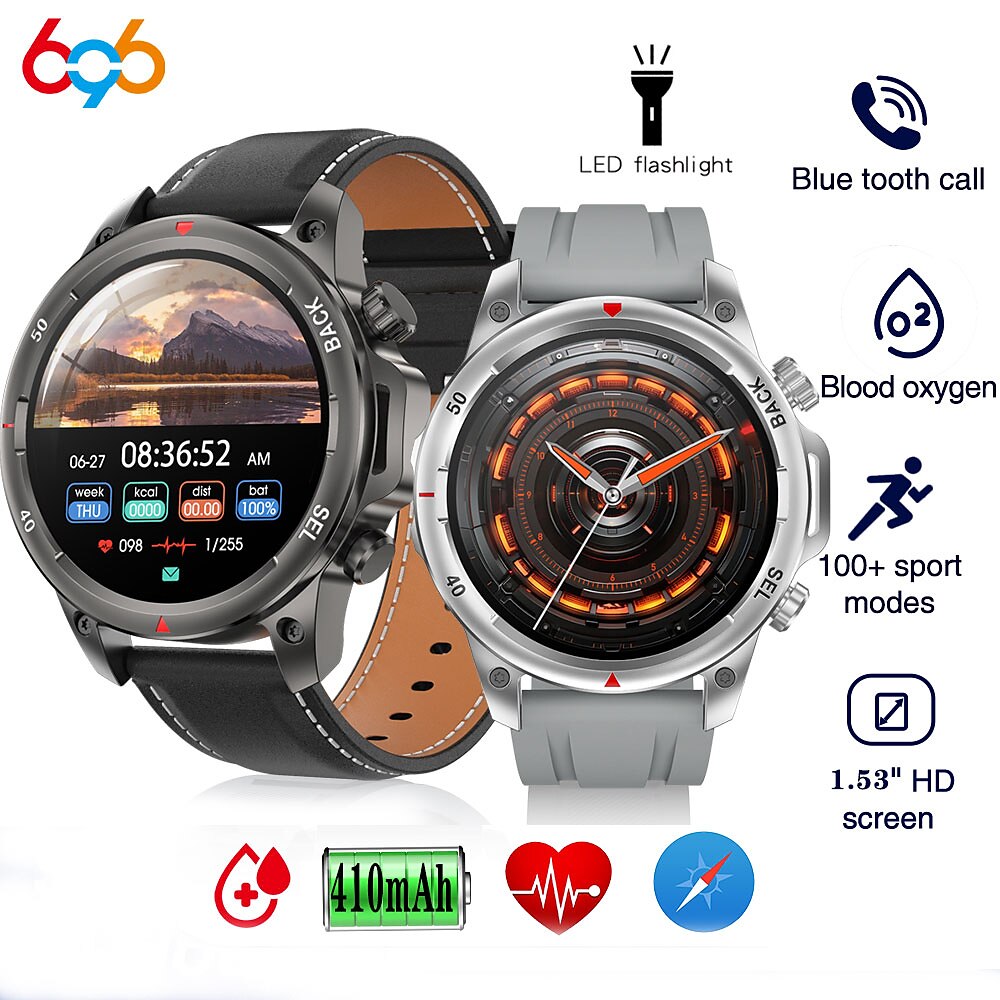696 DK68 Smartwatch 1.53 Zoll Smartwatch Fitnessuhr Bluetooth EKG PPG Schrittzähler Anruferinnerung Kompatibel mit Android iOS Damen Herren Freisprechanrufe Nachrichtenerinnerung IP 67 47mm Lightinthebox