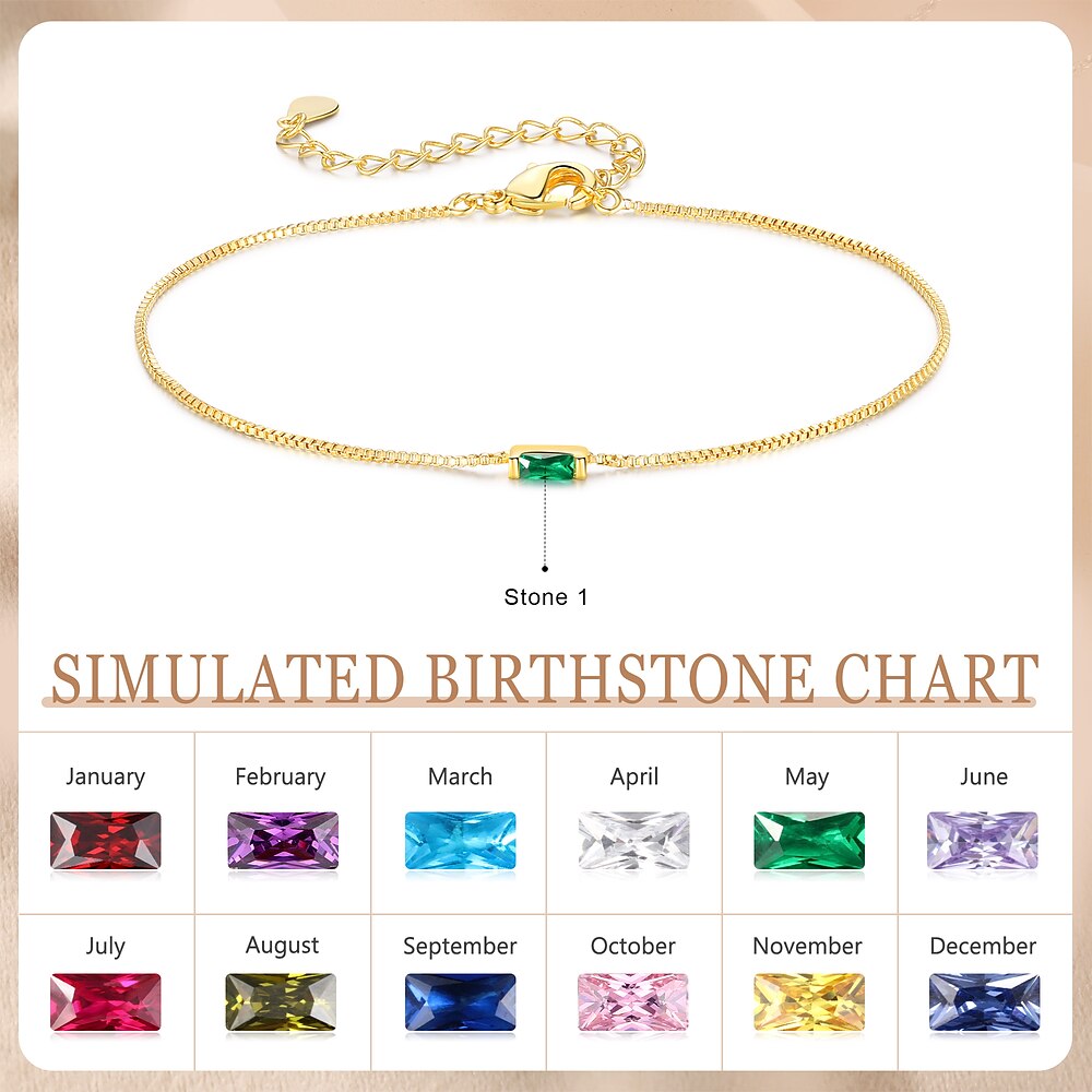 personalisiertes Geburtssteinarmband, individuelles Muttertagsgeschenk mit dem Geburtsstein einer geliebten Person, einzigartiges Schmuckgeschenk für Mama, Ehefrau oder Freundin, perfekt zum Muttertag Lightinthebox