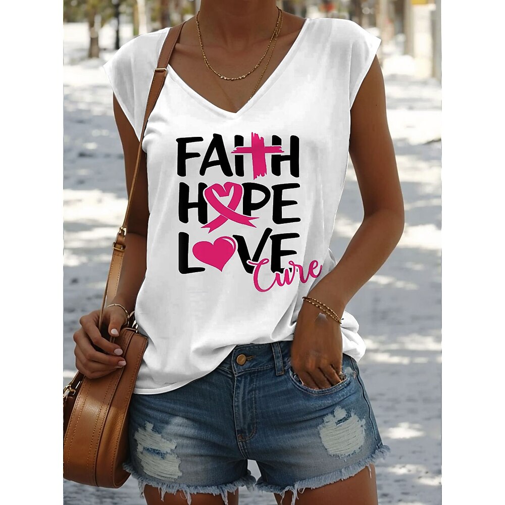 Damen Camisole-Tanktop Grafik Buchstabe Stilvoll Lässig Ärmellos V Ausschnitt Normale Oberteile Täglich Druck Weiß Blau Grün Sommer Lightinthebox