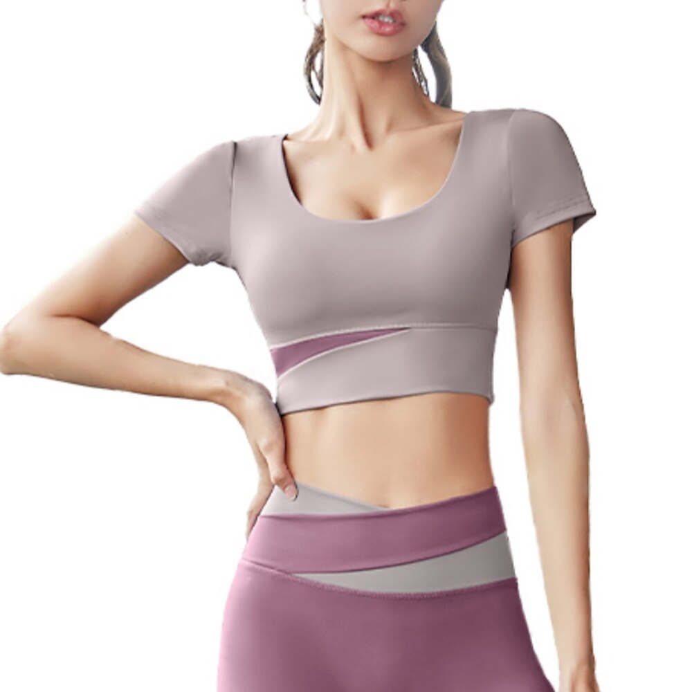 Damen Lauf-T-Shirt Kurzarm T-Shirt Lässig Athleisure Atmungsaktiv Schnelltrocknend Weich Fitnesstraining Laufen Gehen Sportbekleidung Sportkleidung Einfarbig Aprikose Schwarz Leicht Grün Lightinthebox