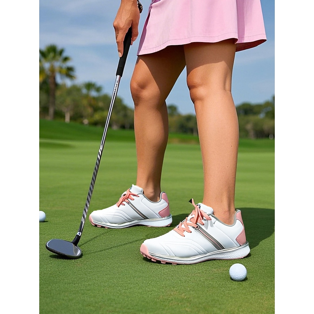 anspruchsvolle weiße und rosa Damen-Golfschuhe - elegantes Design mit hervorragender Traktion, ideal für ganztägigen Komfort auf dem Golfplatz Lightinthebox