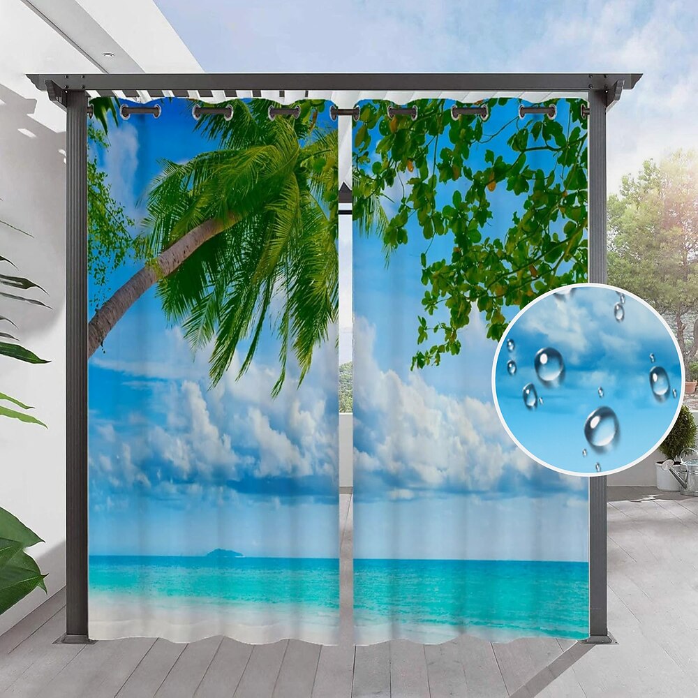Wasserdichter Vorhang für den Außenbereich, Schiebevorhänge für Terrassen, Strandvorhänge, Pergola-Vorhänge mit Öse für Pavillon, Balkon, Veranda, Party, Hotel, 1 Paneel Lightinthebox
