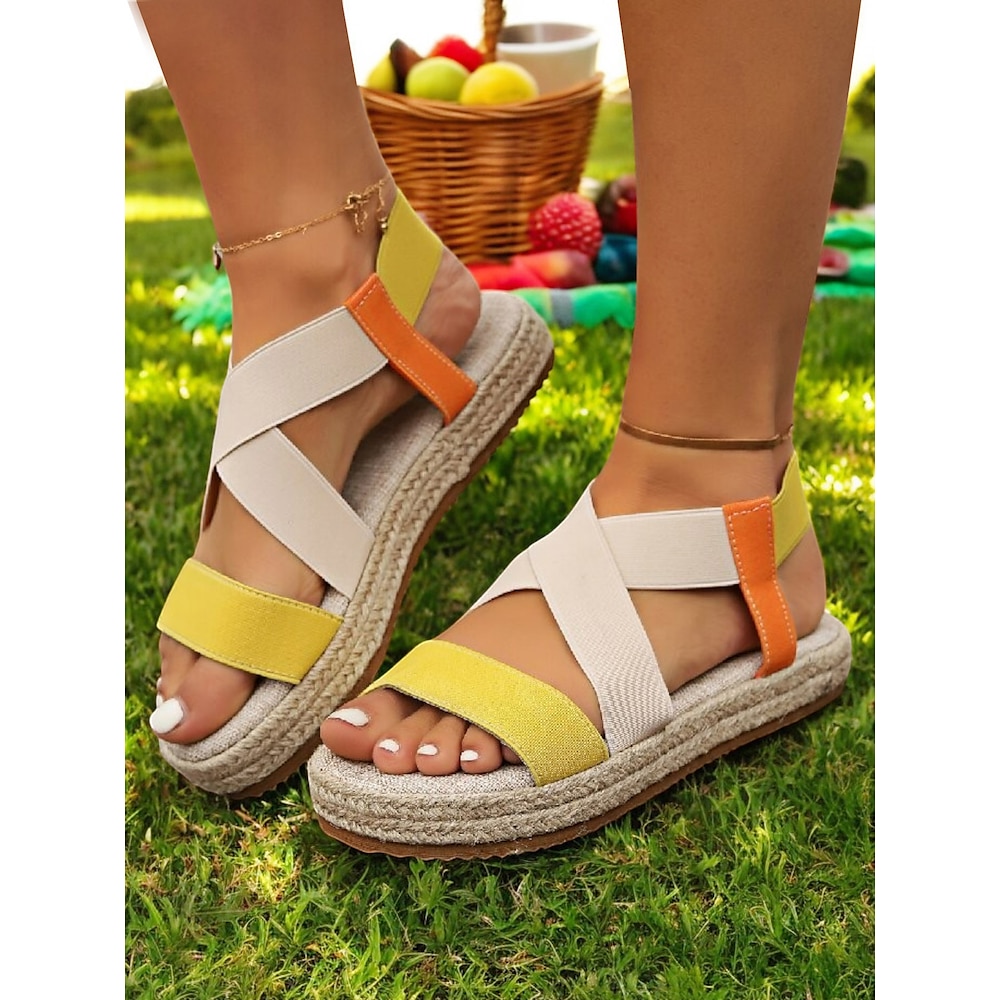 Bunte Espadrilles Plateau Sandalen für Damen - stylische und bequeme Riemchensandalen für den Sommer für lässige Outfits und den Strandurlaub Lightinthebox