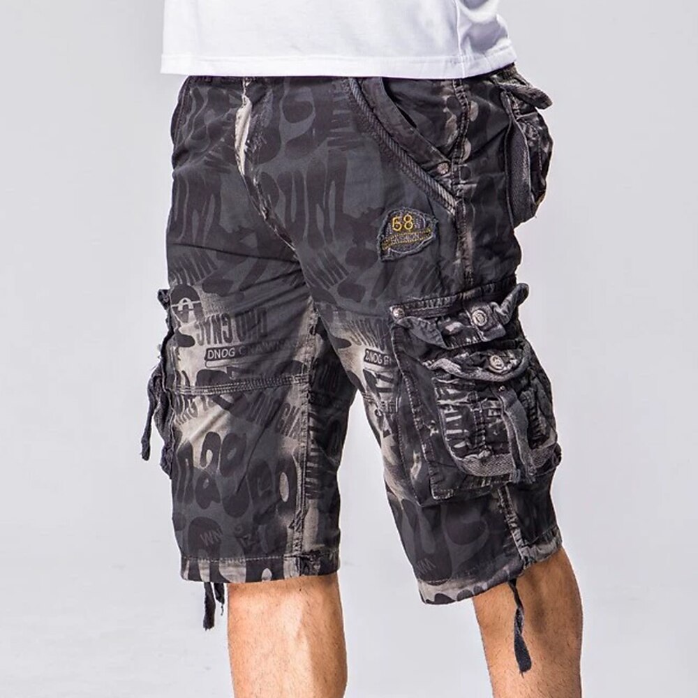 Herren Capri-Cargo-Shorts Caprihose Shorts mit Camouflage-Muster Mehrere Taschen Button-Down Klappentasche Tarnung Komfort tragbar Wadenlang Outdoor Sport Täglich Mode Lässig Blau Armeegrün Lightinthebox