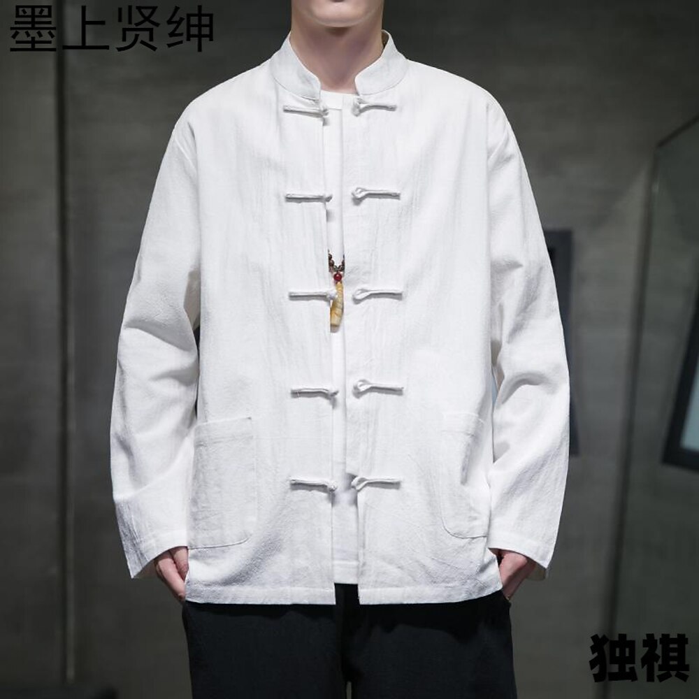 Herren Hemd leinenhemd Lässiges Hemd Knopfhemd Baumwoll-Shirt Glatt Urlaub Hawaiianisch Schwarz Weiß Aprikose Langarm Stehkragen Frühling Bekleidung Vordertasche Lightinthebox