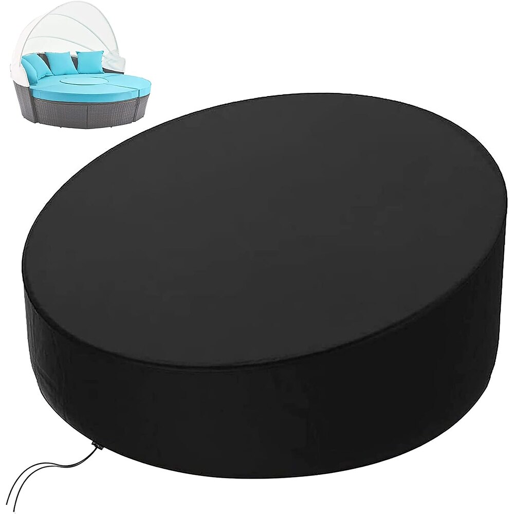 Runde Gartenbettabdeckung, 420d wasserdichte Gartenbettabdeckung mit Schultergurt Tragegriff, runde Windschutzhaube Lightinthebox