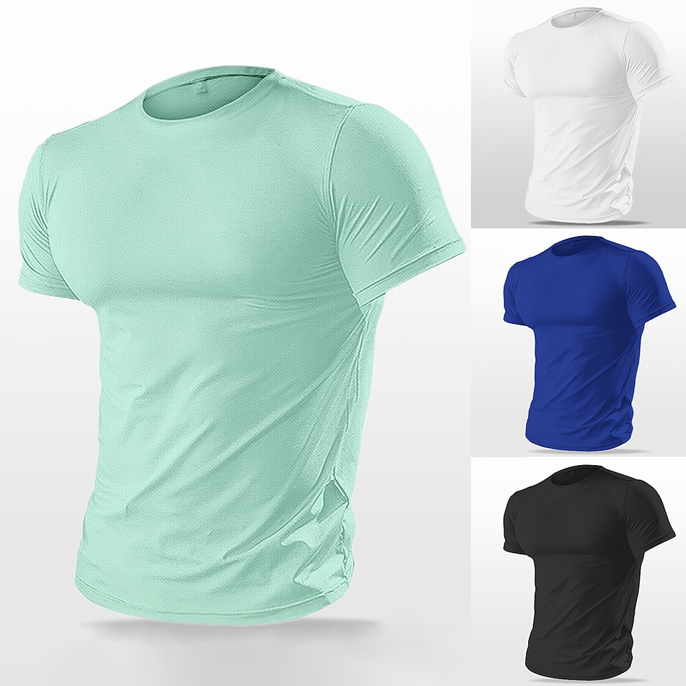 Herren T-Shirt Kurzarmshirt Kurzarm Rundhalsausschnitt Frühling Herbst Einfarbig Mode Designer Schnelltrocknend Urlaub Straße Ausgehen Schwarz Weiß Hellgrün Top T-Shirt für Herren Lightinthebox