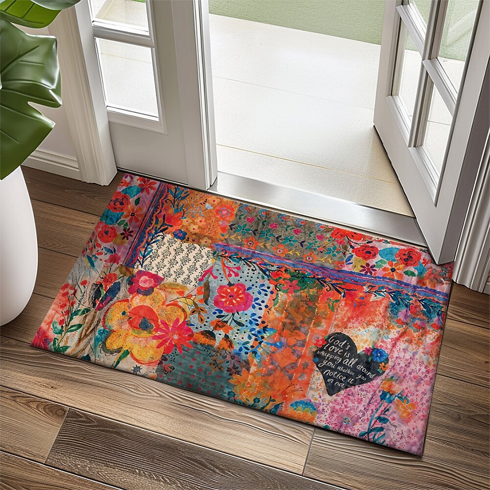 Floral Fußmatte Küchenteppich Bodenteppich Rutschfeste Fläche Ölbeständiger Teppich Innen- und Außenteppich Schlafzimmer Dekor Badezimmermatte Eingangsteppich Gottes Liebe Frühling Sommer Lightinthebox