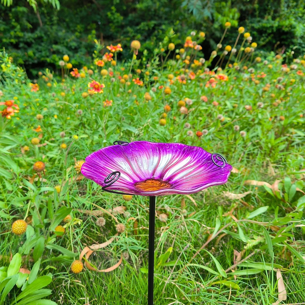 Vogelfutterstation für den Außenbereich, Vogelfutterstation mit Blumenglasschale in kleiner Größe, Wasserschale für Vögel im Park für den Außenbereich, dekorative Gartendekoration aus Metall und Eisen Lightinthebox