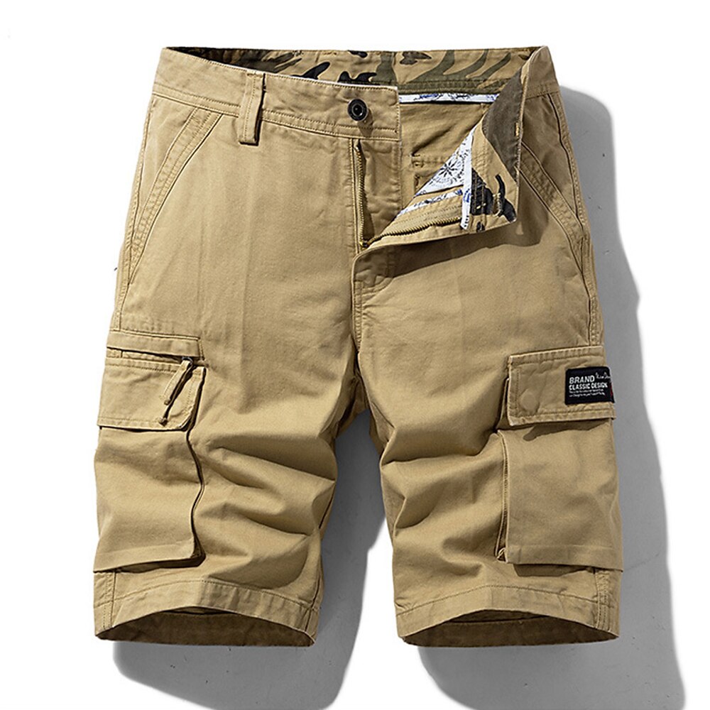 Herren Cargo-Shorts Shorts Sommershorts Mehrere Taschen Button-Down Klappentasche Einfach Komfort tragbar Knielang Outdoor Sport Täglich Mode Lässig Schwarz Khaki Lightinthebox