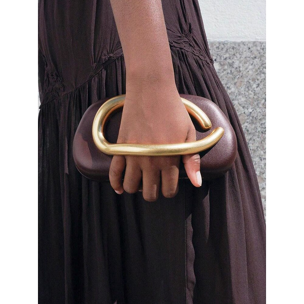Luxus-Designer-Handtasche für Damen - elegante Ledertasche mit goldenem Griff, stilvolle Umhängetasche für Abendveranstaltungen, Partys und formelle Anlässe, Weinrot, Schwarz, Weiß Lightinthebox