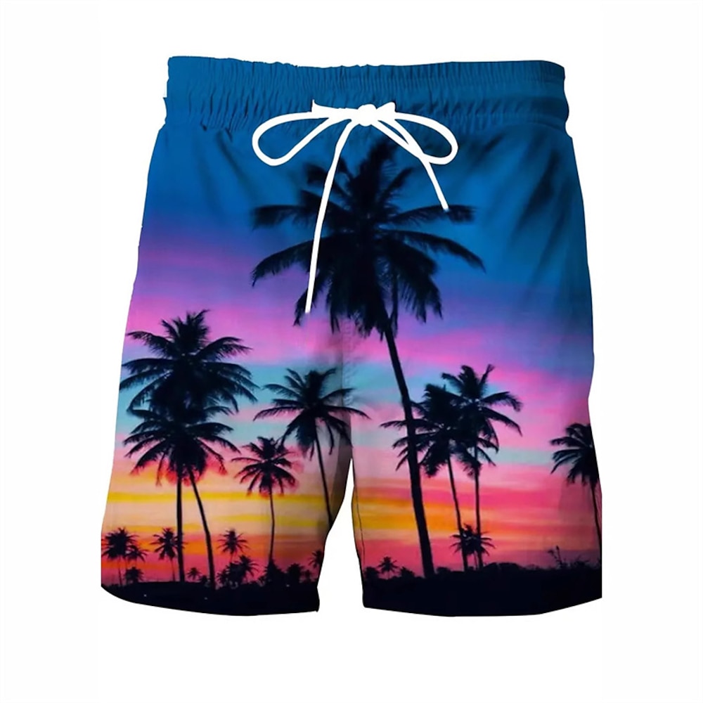 Herren Bademode Surfshorts Badehose Schwimmshorts kurz Surfshorts Unten Kordelzug Mit Taschen Schwimmen Surfen Strand Wassersport Tropisch Bedruckt Sommer Frühling Lightinthebox