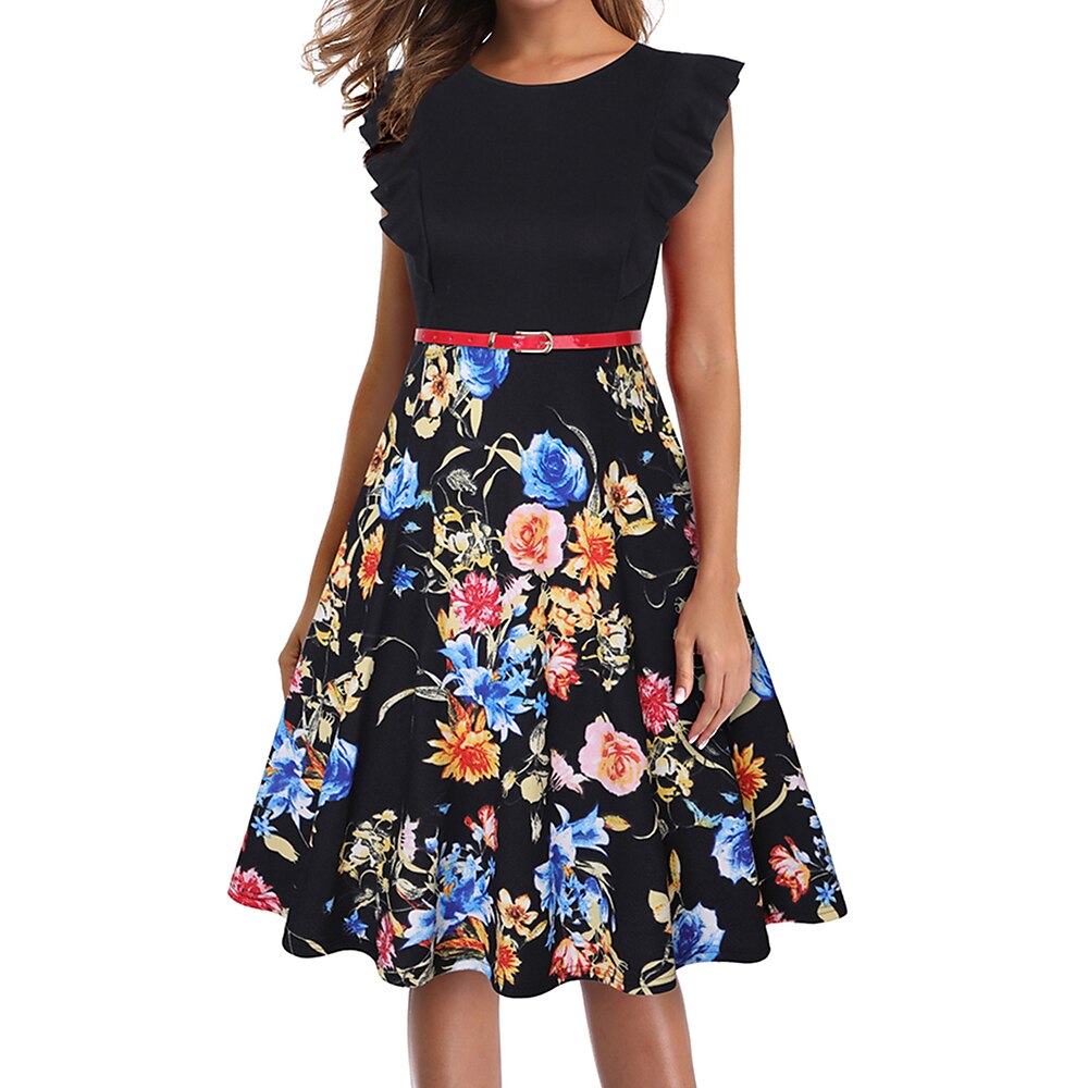 1950er Vintage inspiriert Midlänge Kleid Damen Alltagskleidung Date Erwachsene Herbst Frühling Sommer Lightinthebox