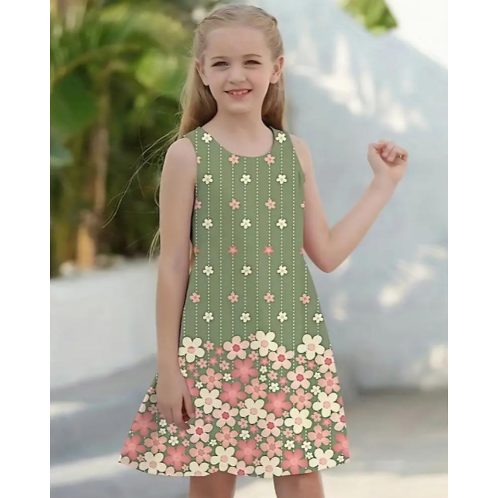 Mädchen' 3D Blumen Graphic Kleid Ärmellos Sommer Frühling Urlaub Täglich Festtage Prinzessin Schön Süß kinderkleidung 4-12 Jahre Casual kleid A Linie Kleid Knielang Regular Fit Lightinthebox