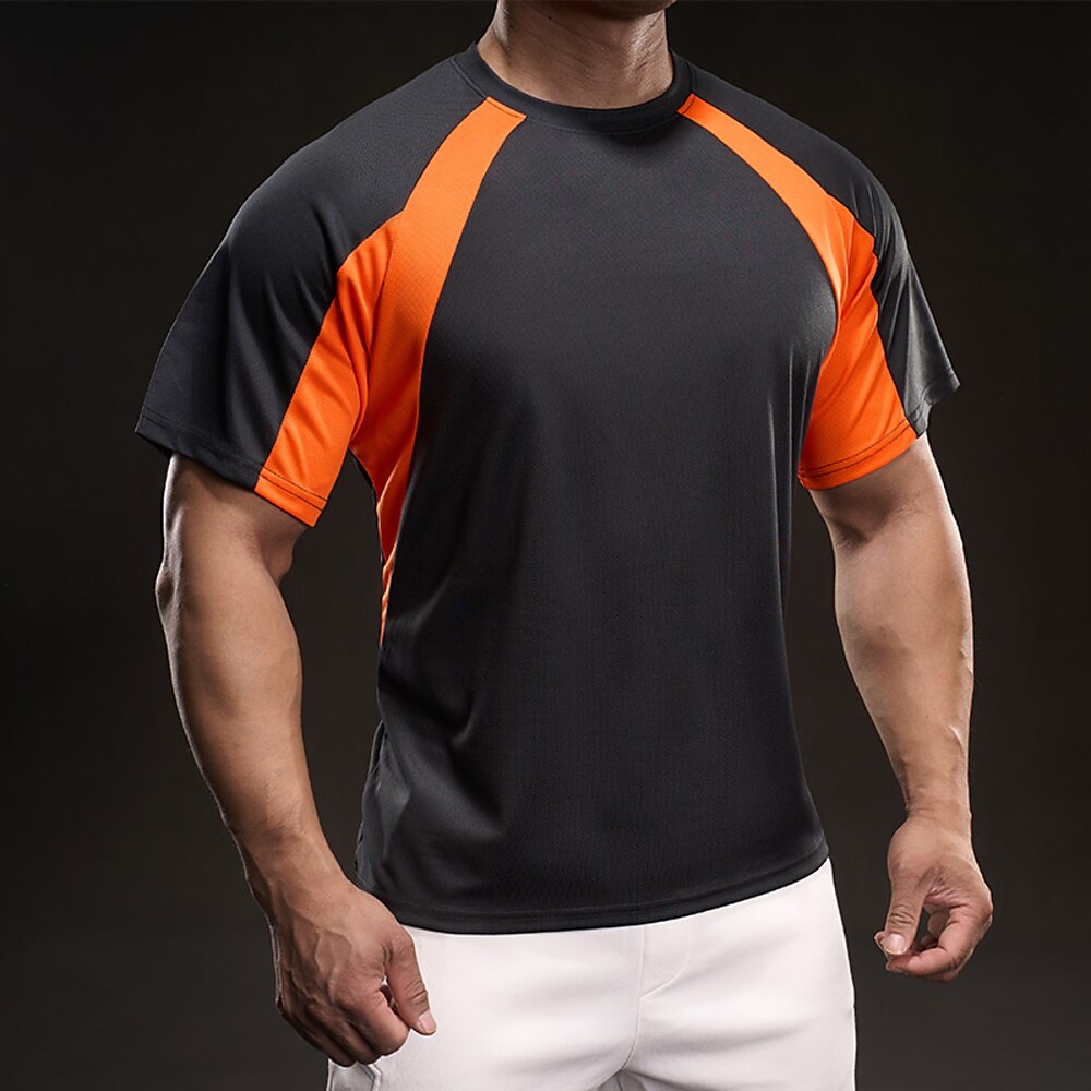Herren T-Shirt Kurzarmshirt Kurzarm Rundhalsausschnitt Sommer Farbblock Mode Designer Schnelltrocknend Urlaub Straße Ausgehen Schwarz Dunkelmarine Blau Top T-Shirt für Herren Lightinthebox