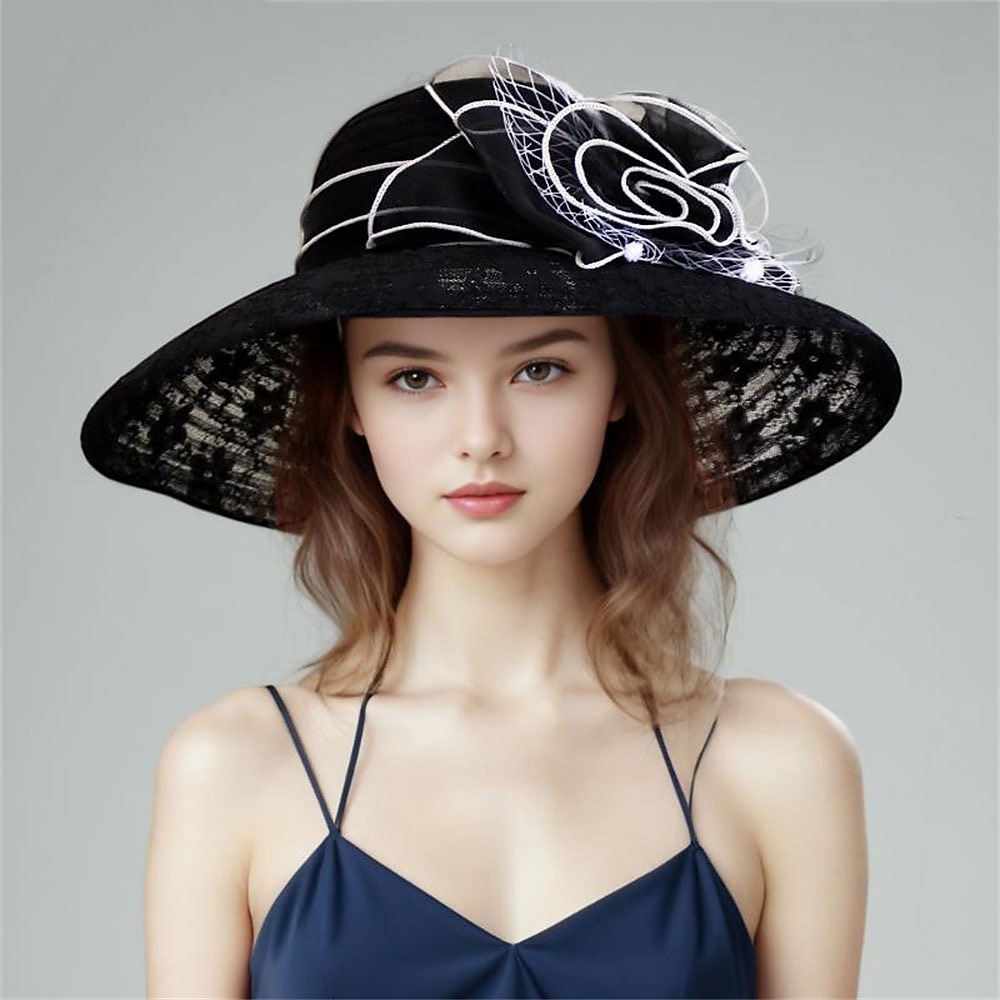 Hüte Polyester Sonnenhut Hochzeit Ferien Teegesellschaft Pferderennen Cocktail Elegant Vintage Niedlich Mit Blumig Kopfschmuck Kopfbedeckung Lightinthebox
