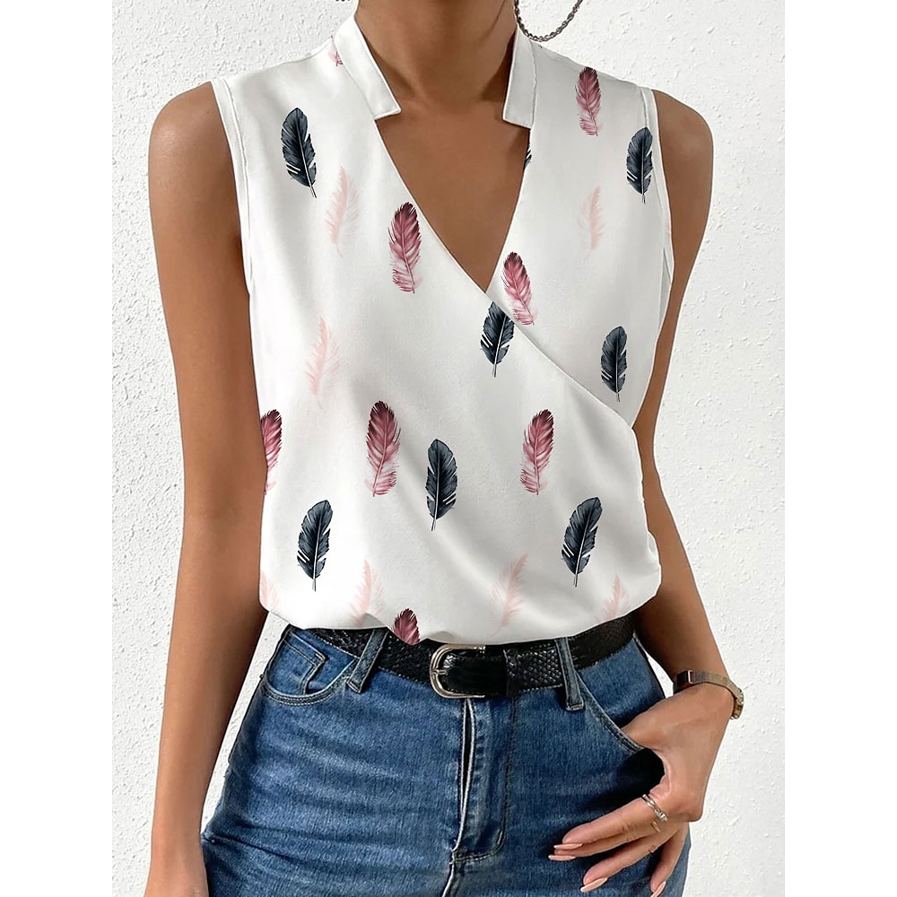 Damen Camisole-Tanktop Grafik Stilvoll Strand Ärmellos V Ausschnitt Normale Oberteile Täglich Druck Weiß Frühling Herbst Lightinthebox