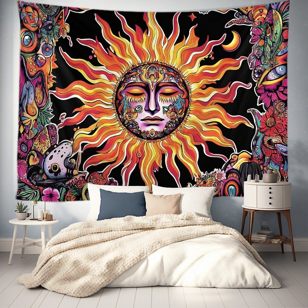 Mandala Boho Sonne und Mond Wandteppich Wanddekoration großer Wandteppich Wanddeko Fotokulisse Decke Vorhang Home Schlafzimmer Wohnzimmer Dekoration Lightinthebox