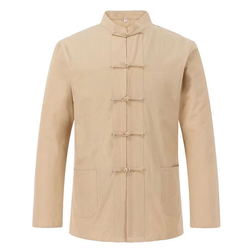 Herren Hemd leinenhemd Freizeithemd Knopfhemd Baumwollhemd Einfach Urlaub Hawaiianisch Schwarz Weiß Hellgrün Dunkelmarine Langarm Stehkragen Frühling Herbst Bekleidung Button-Down Lightinthebox