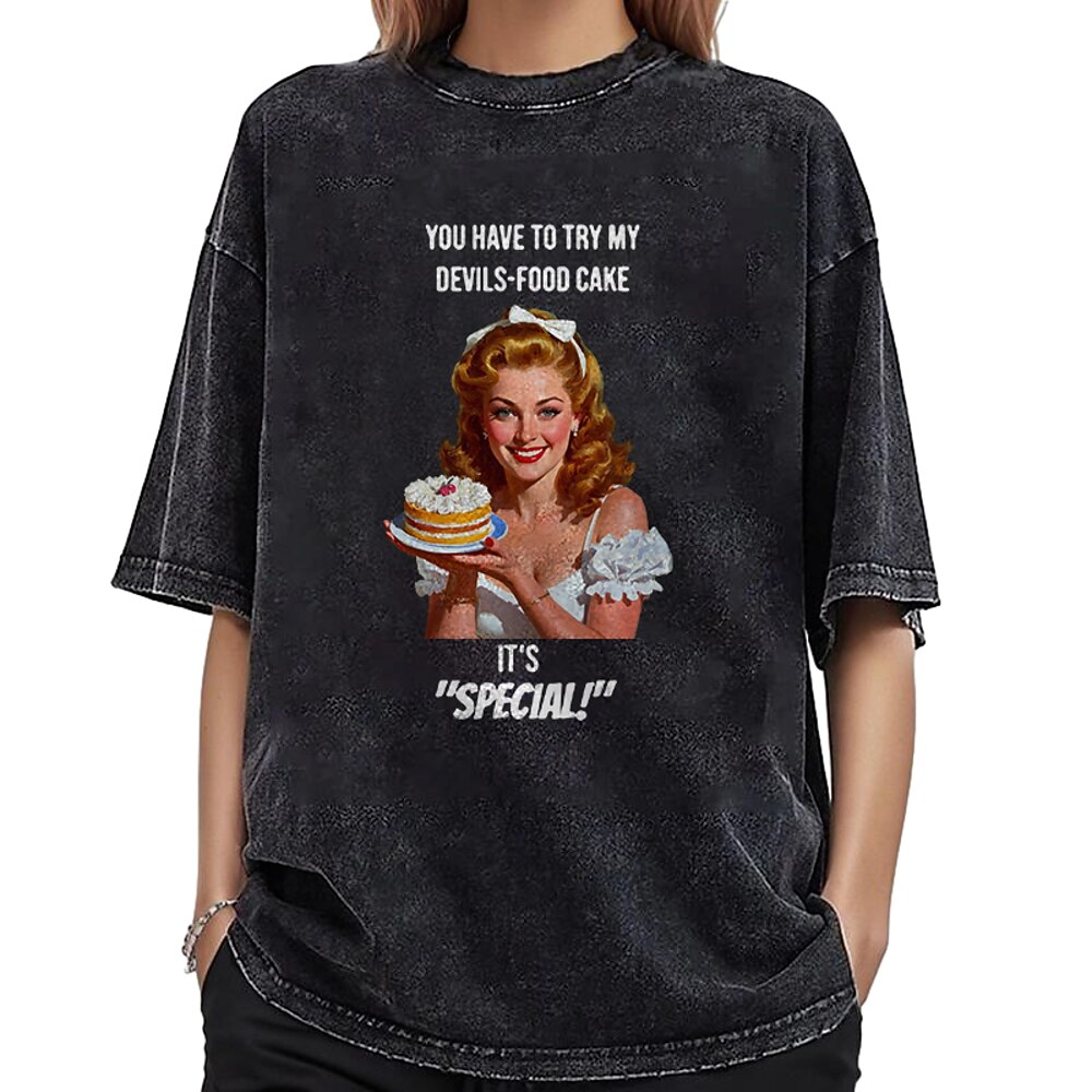 T-Shirt Übergroßes Acid-Wash-T-Shirt Retro Poster Retro-Mädchen Grafik Für Paar Herren Damen Erwachsene Maskerade Heißprägen Alltagstauglich Lightinthebox