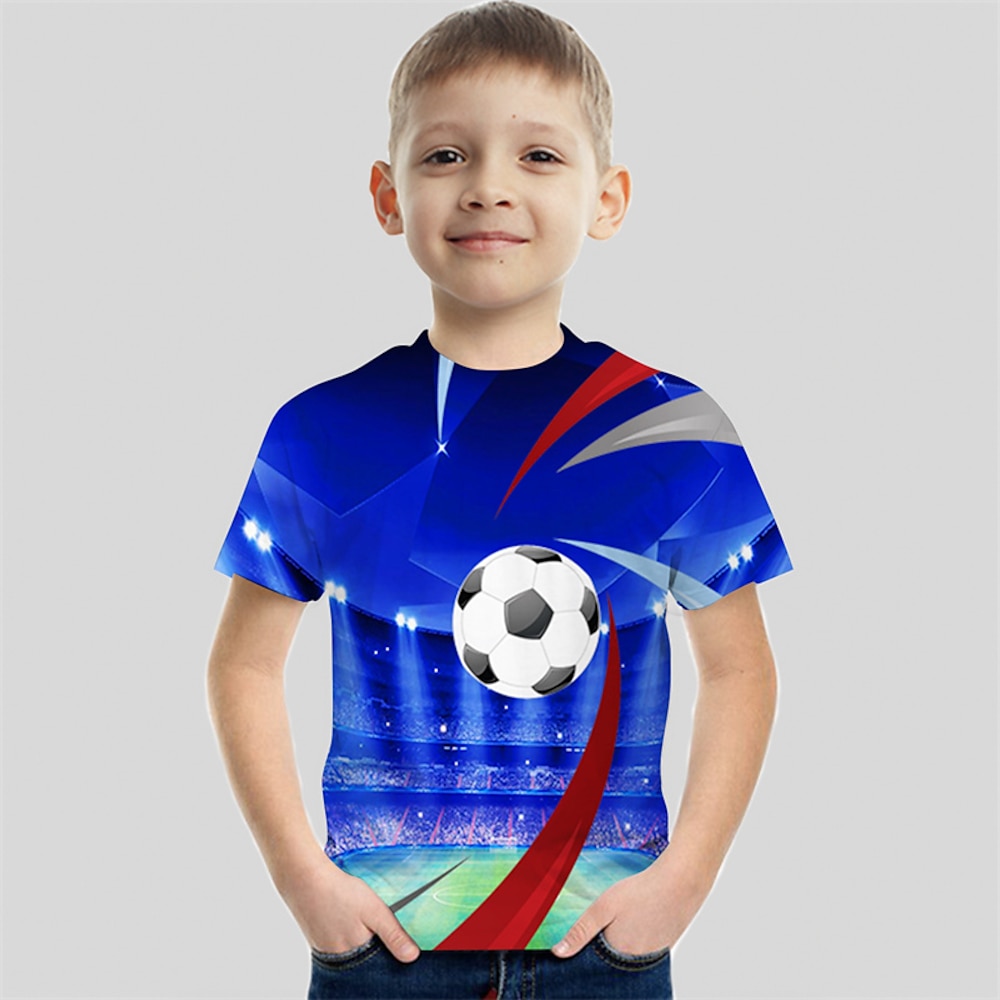 Jungen 3D Graphic Fußball T-Shirt Kurzarm Sommer Frühling Modisch Basic kinderkleidung 4-12 Jahre Rundhalsausschnitt Outdoor Casual Täglich Regular Fit Lightinthebox