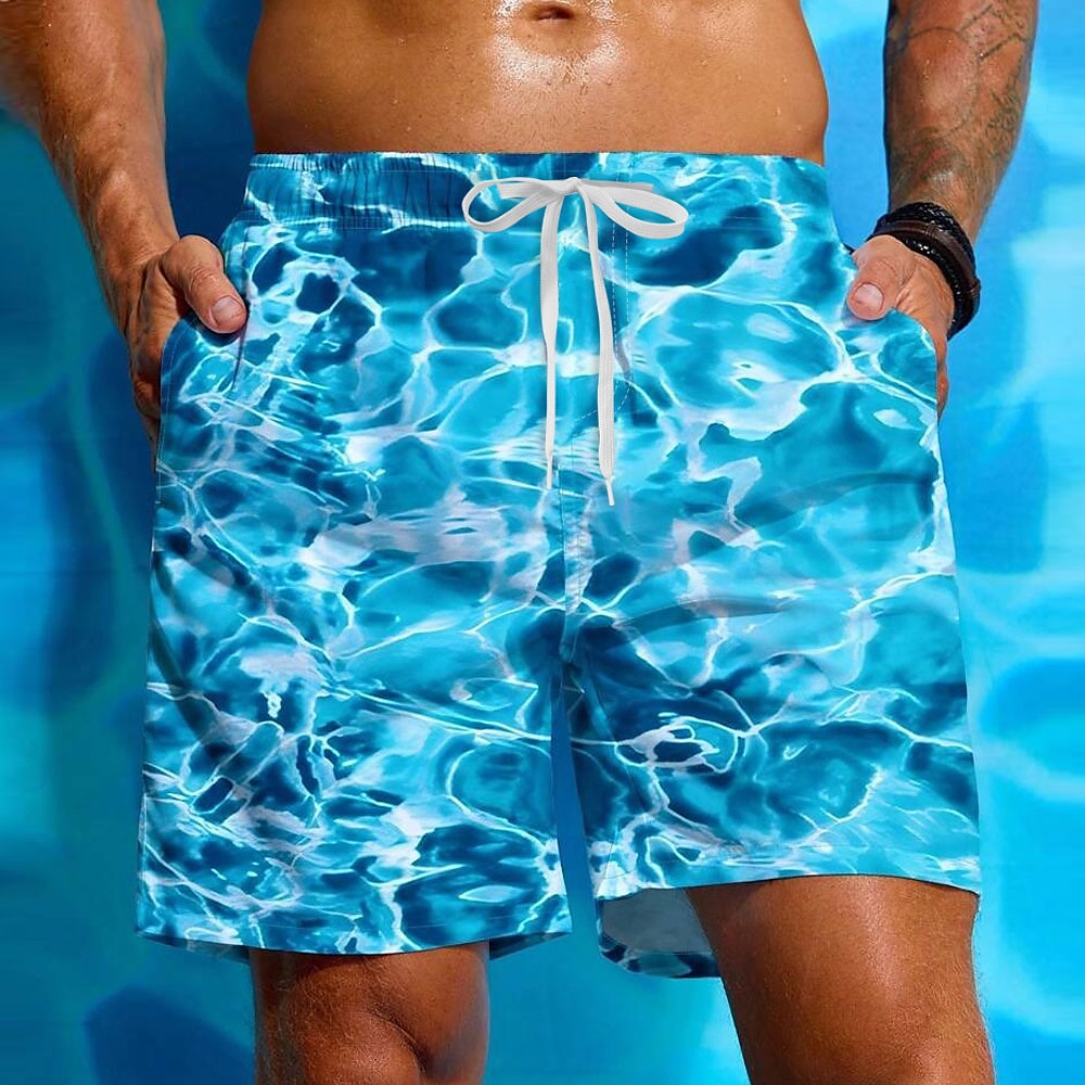 Herren Ozean Wellen Badeshorts Boardshorts Sommershorts Mittlere Taille Streetwear Hawaiianisch Strandurlaub Seitentaschen Netzfutter Elastischer Kordelzug in der Taille Designer Bekleidung Lightinthebox