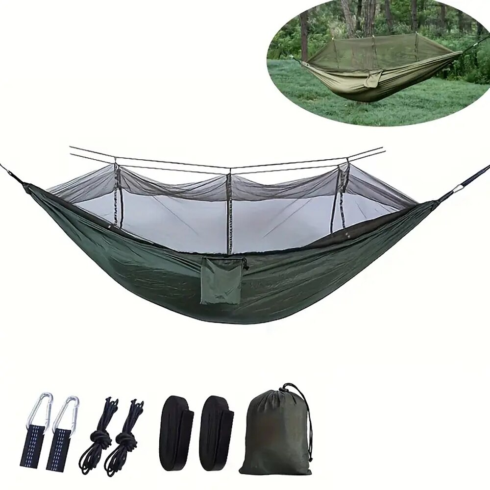 1 strapazierfähige Camping-Hängematte aus Nylon mit Moskitonetz - selbstatmungsaktiv, Sonnenschutz, Insektenschutz, inklusive Baumgurt und tragbarer Reisetasche für Outdoor-Abenteuer Lightinthebox