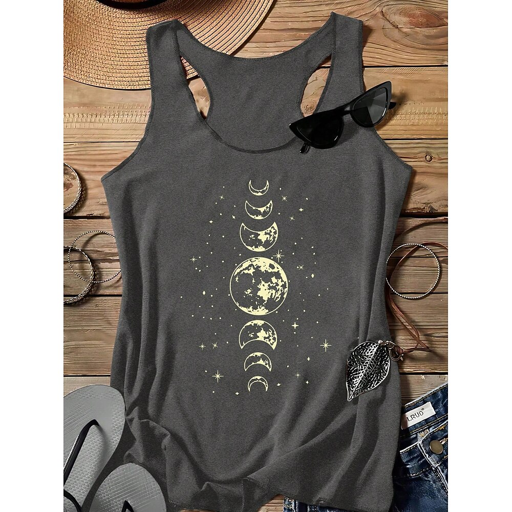 Damen Camisole-Tanktop Grafik Bohemien Aktiv Tropisch Ärmellos Rundhalsausschnitt Normale Oberteile Täglich Ferien Strandbekleidung Schwarz Grün Grau Sommer Lightinthebox
