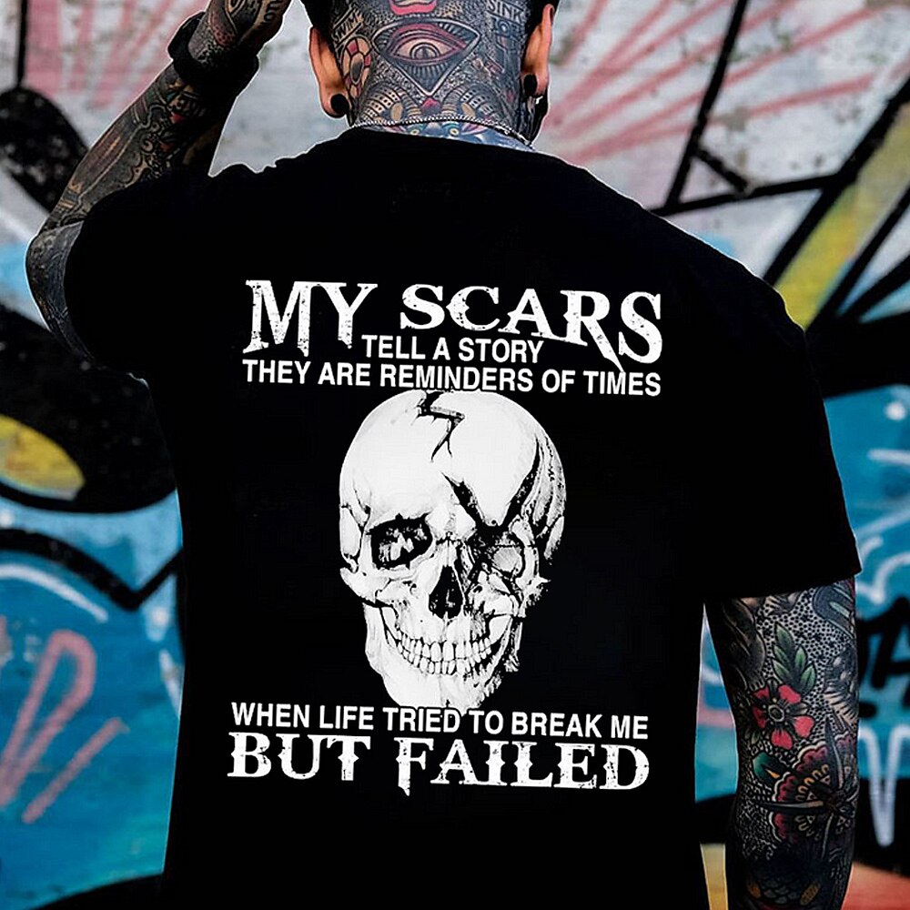 Herren Schädel T Shirt 100% Baumwolle Kurzarm Grafik Hemd Schwarz Weiß Bequemes T-Shirt Urlaub Straße Modedesigner-Kleidung Lightinthebox