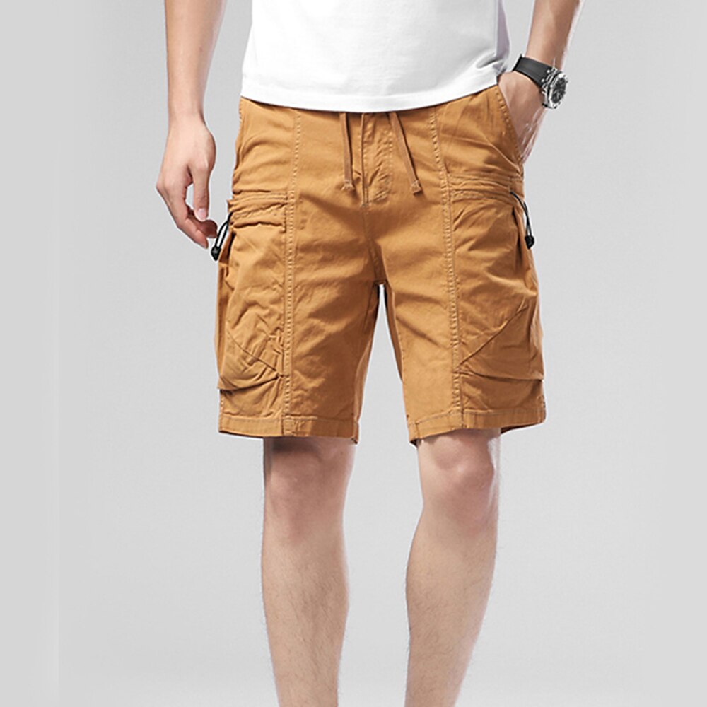 Herren Cargo-Shorts Shorts Sommershorts Kordelzug Elastischer Bund Mehrere Taschen Einfach Komfort tragbar Knielang Outdoor Sport Täglich Mode Lässig Schwarz Wein Lightinthebox