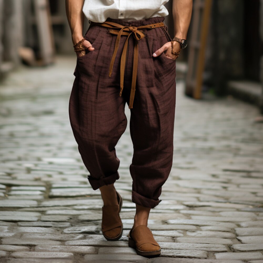 Retro Vintage Mittelalterlich Renaissance Piratenhose Pirat Wikinger Einfarbig Herren Seeräuber Halloween Karneval Urlaub Alltagstauglich LARP Erwachsene Hose Frühling Sommer Lightinthebox