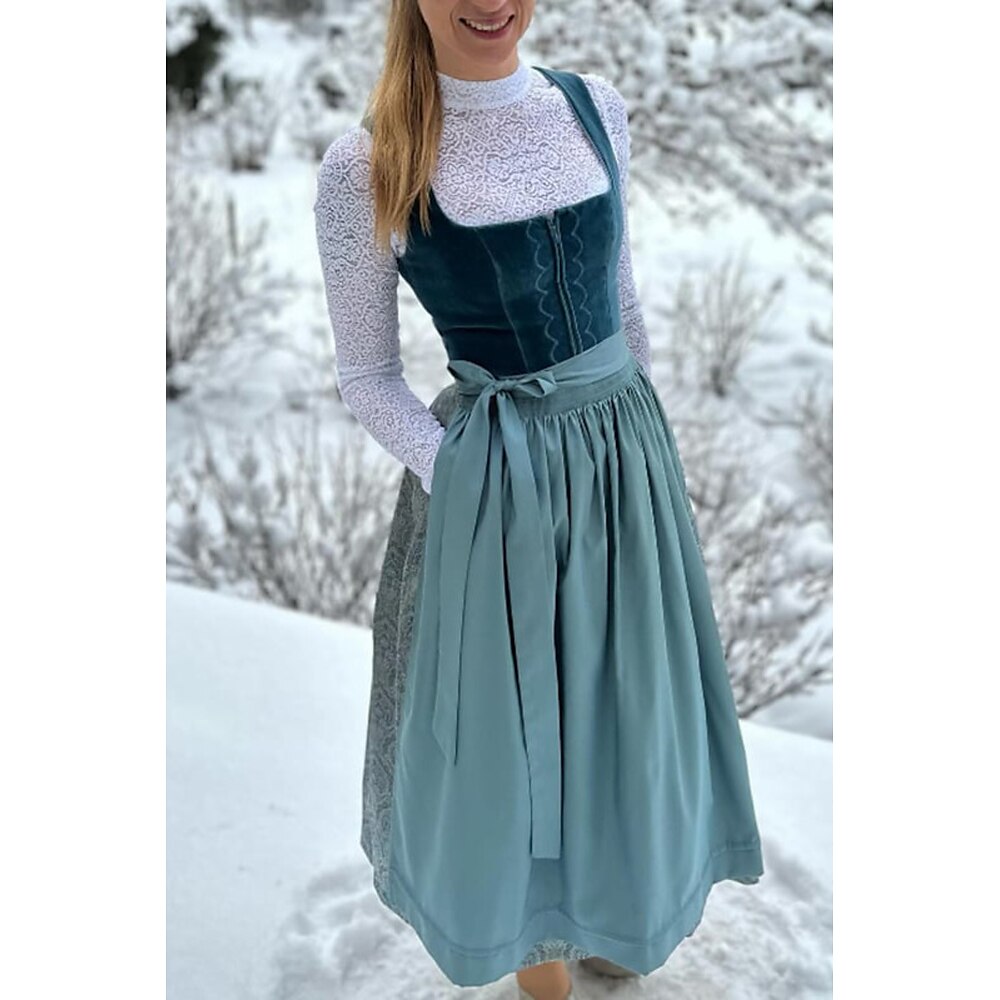 Damen Midikleid Vintage-Kleid Mode Winterkleid Ferien Ausgehen Normale Passform Farbblock Ärmellos U-Ausschnitt Pfauenblau Sommer Lightinthebox