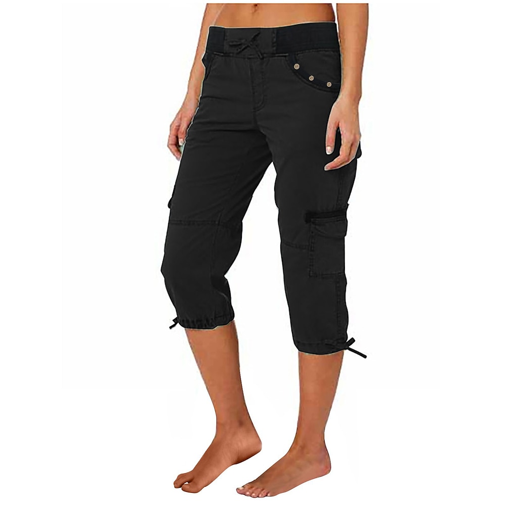 Damen EU- / US-Größe Schnitt Mode Lässig Knielang Natürliche Taille Einfach Basic Bequem Unelastisch Alltagstauglich Hyazinth Mandelfarben Schwarz 3 # Weiß Sommer Frühling Normale Passform Lightinthebox