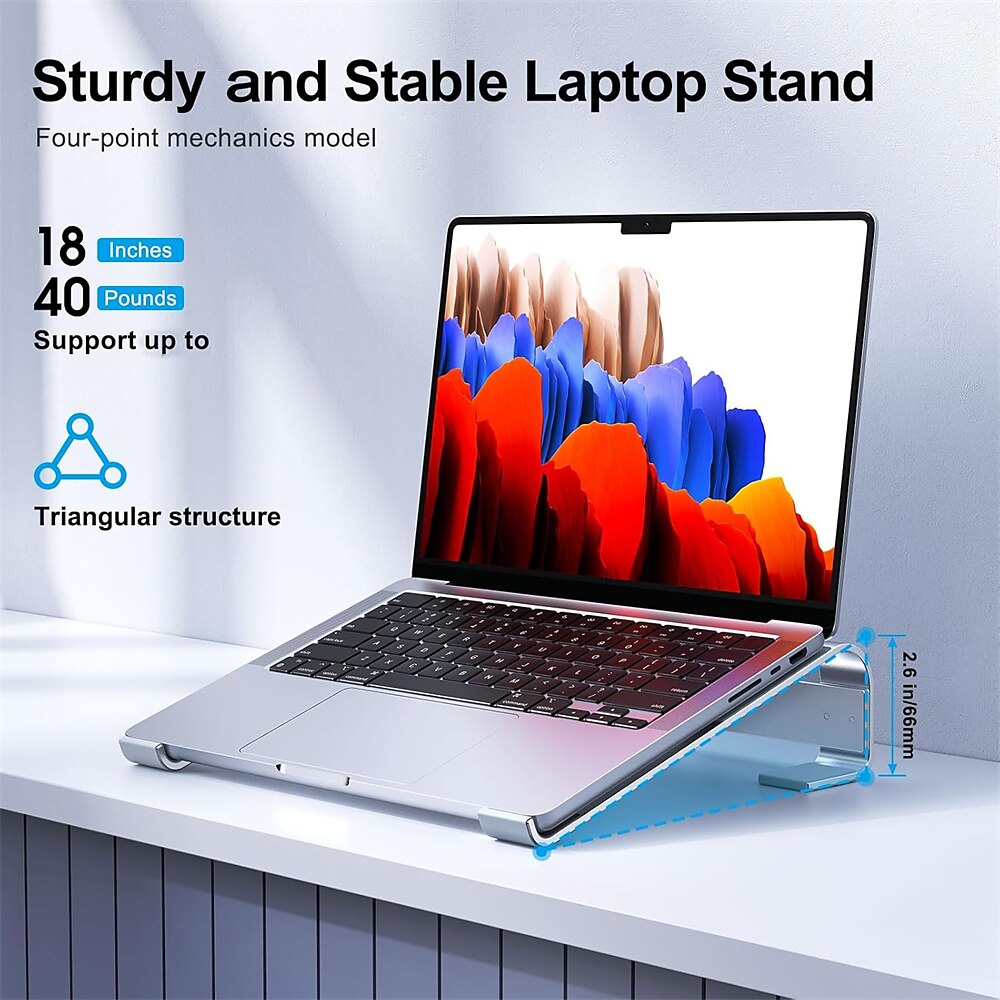 Laptopständer für den Schreibtisch, Aluminium-Laptop-Kühlständer, ergonomischer Computerständer für Laptop, Laptop-Riser, kompatibel mit 10-17,3 Zoll Lightinthebox