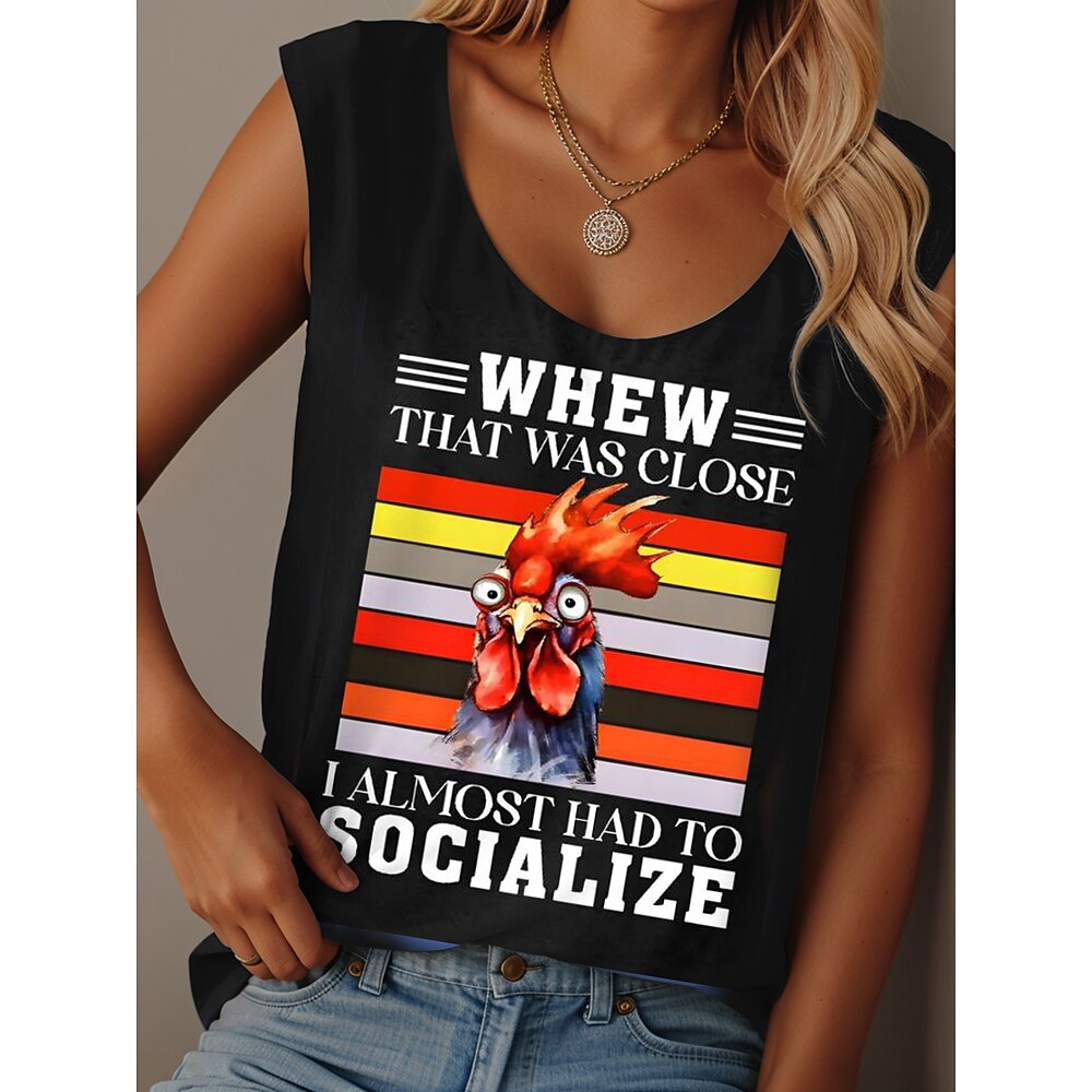 Damen Camisole-Tanktop Grafik Buchstabe Graffiti Täglich Lässig Ärmellos Rundhalsausschnitt Rundausschnitt Normale Oberteile Täglich Druck Schwarz Weiß Rosa Blau Himmelblau Sommer Lightinthebox