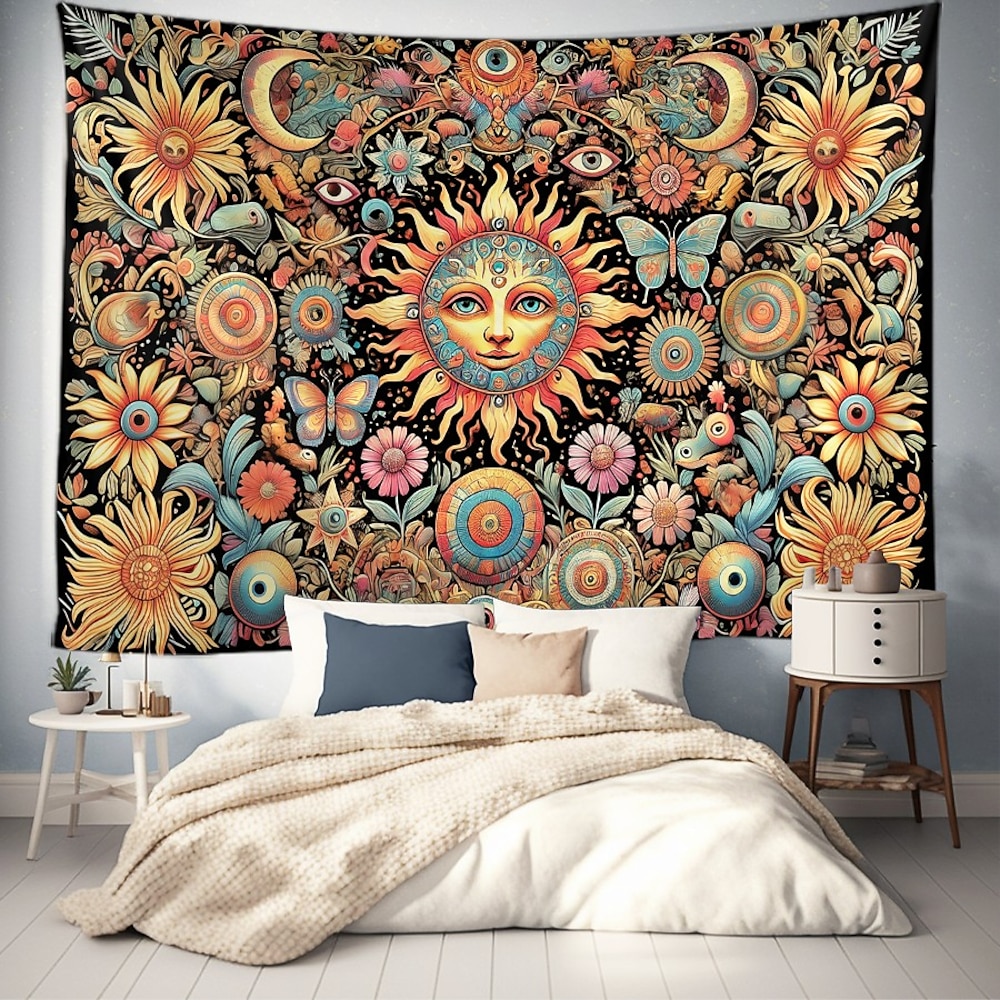 Mandala Bohemian hängender Wandteppich Sonne und Mond Wandkunst große Wandteppich-Mural-Dekoration Fotograf Hintergrund Decke Vorhang Heim Schlafzimmer Wohnzimmer Dekoration Lightinthebox