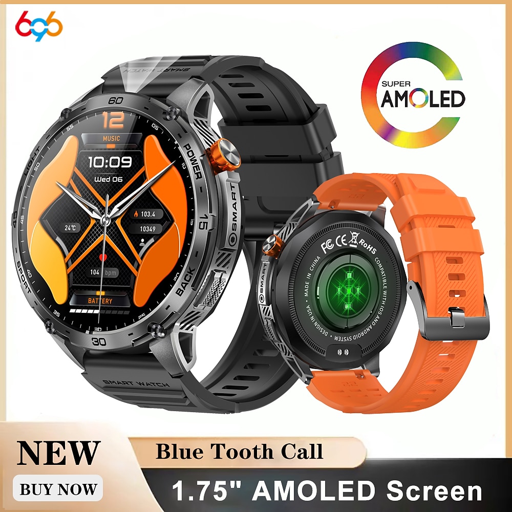 696 K69 Smartwatch 1.75 Zoll Smartwatch Fitnessuhr Bluetooth Anruferinnerung Schlaf-Tracker Herzschlagmonitor Kompatibel mit Android iOS Damen Herren Freisprechanrufe Nachrichtenerinnerung IPX-0 52mm Lightinthebox