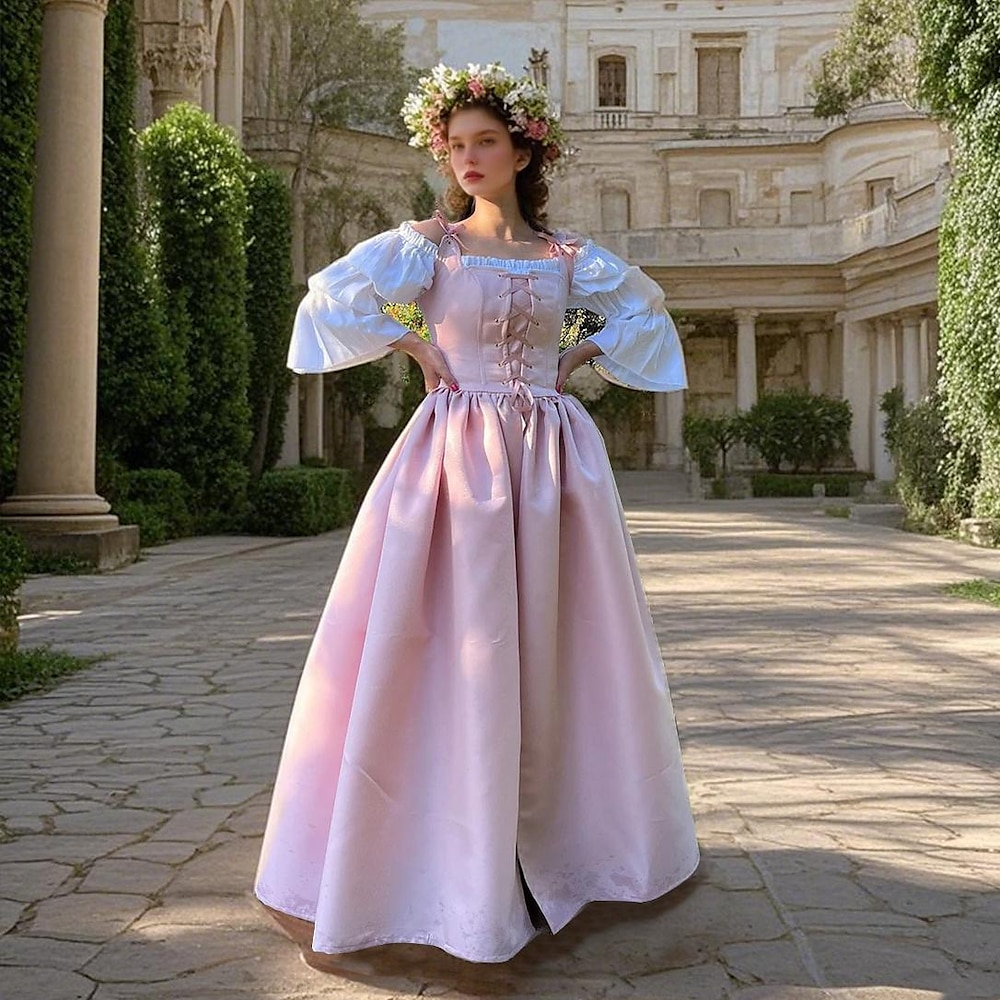 Retro Vintage Mittelalterlich Renaissance Kleid Abschlussballkleid Prinzessin Elfen Damen Keltisch Fantasie königlich Halloween Karneval Leistung Party LARP Erwachsene Kleid Lightinthebox