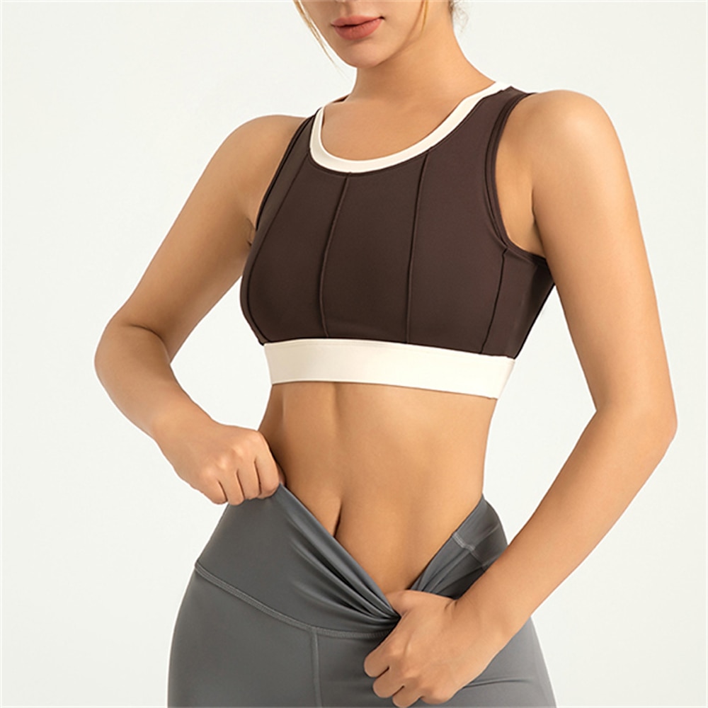 Damen Hohe Unterstützung Sport-BH Lauf-BH Patchwork Drahtlos BH-Top Gepolstert Fitness Freizeitsport Laufen Atmungsaktiv Leicht Weich Spandex Schwarz Rosa Purpur Farbblock Lightinthebox