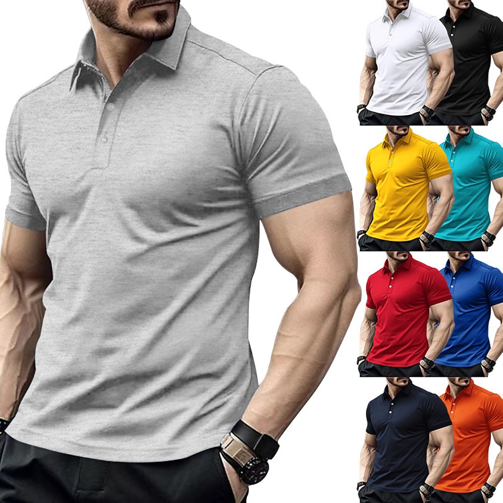 Herren Golfhemd Golf Poloshirts Arbeit Casual Kargen Kurzarm Basic Modern Glatt Knopf Sommer Frühling Regular Fit Schwarz Weiß Gelb Rot Marineblau Königliches Blau Golfhemd Lightinthebox