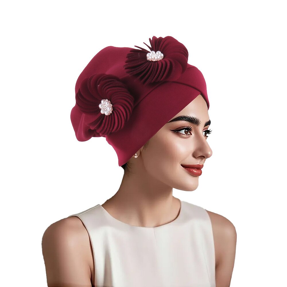 Kopfbedeckung Polyester / Baumwollmischung Schlapphut Turbane Hochzeit Kirche Romantisch Mit Perle Blume Kopfschmuck Kopfbedeckung Lightinthebox