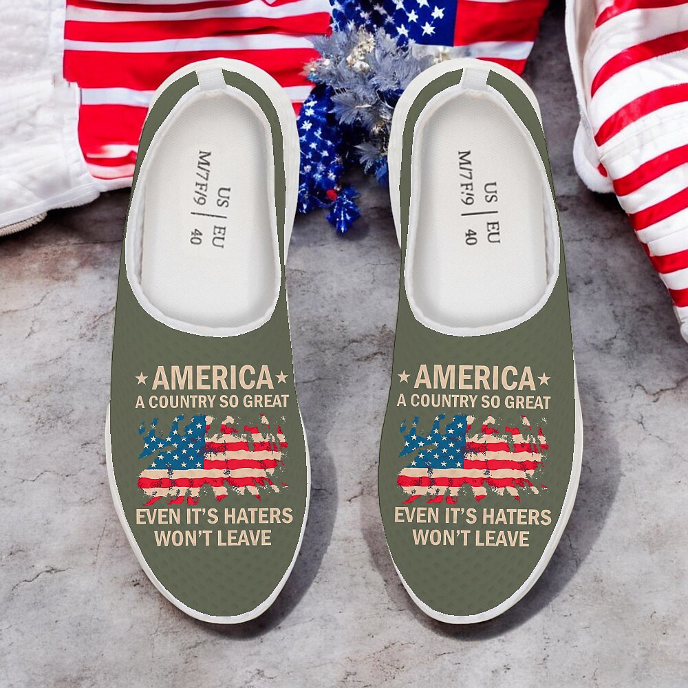Patriotische, atmungsaktive Slipper für Herren - Sneaker mit USA-Flaggen-Aufdruck für den Unabhängigkeitstag und als Freizeitkleidung Lightinthebox