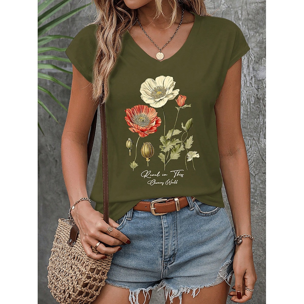 Damen Camisole-Tanktop Blumen Grafik Stilvoll Lässig Ärmellos V Ausschnitt Normale Oberteile Täglich Druck Grün Sommer Lightinthebox