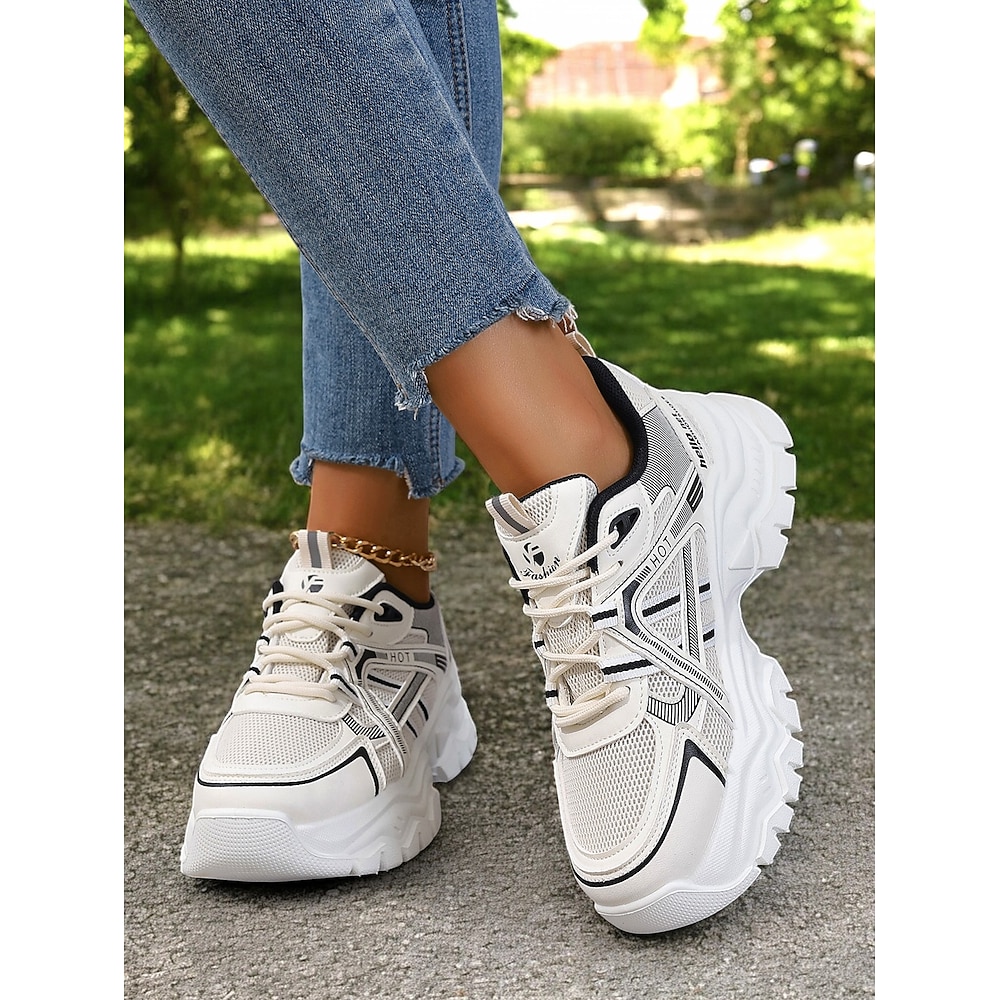 trendige Chunky-Sneaker für Damen - strapazierfähige Outdoor-Sportschuhe mit atmungsaktivem Mesh, perfekt für einen aktiven Lebensstil Lightinthebox