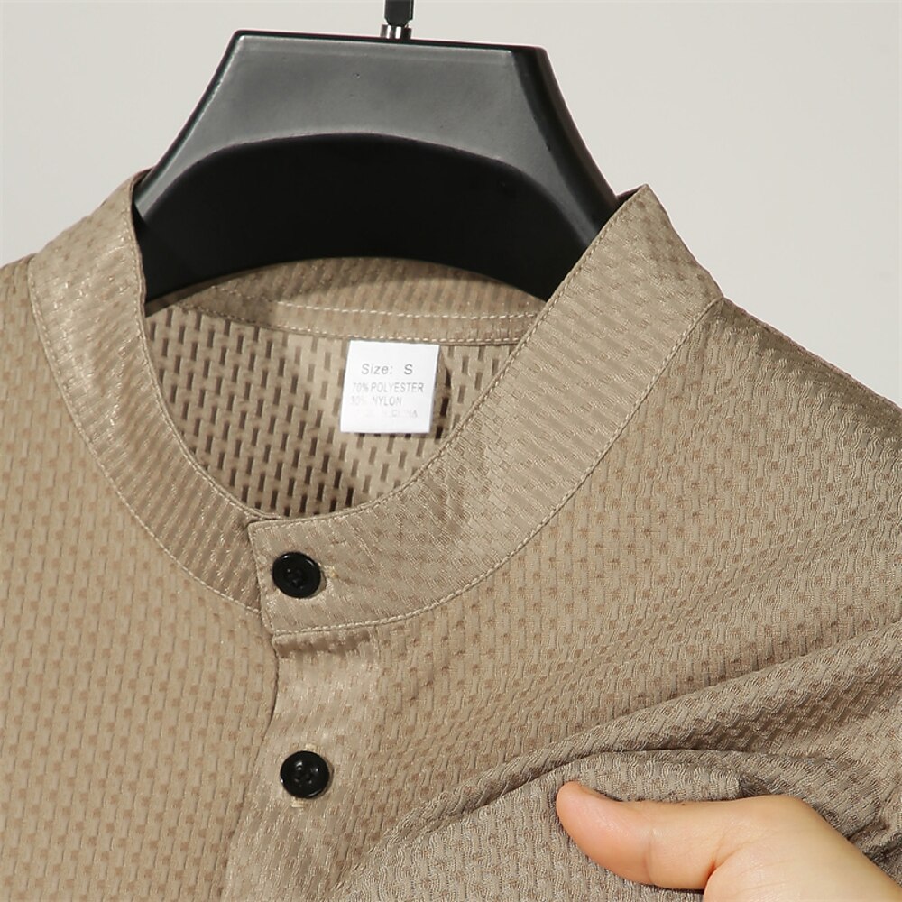 Herren Golfshirt Golf Poloshirts Arbeit Lässig Henley Kurzarm Basic Modern Einfach Patchwork Knöpfe Sommer Normale Passform Schwarz Marineblau Khaki Armeegrün Golfshirt Lightinthebox