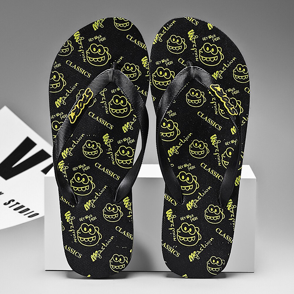 jugendliche schwarze Flip-Flops mit Cartoon-Totenkopf-Aufdruck - lustiges und ausgefallenes Schuhwerk für Konzerte und festliche Freizeitausflüge Lightinthebox