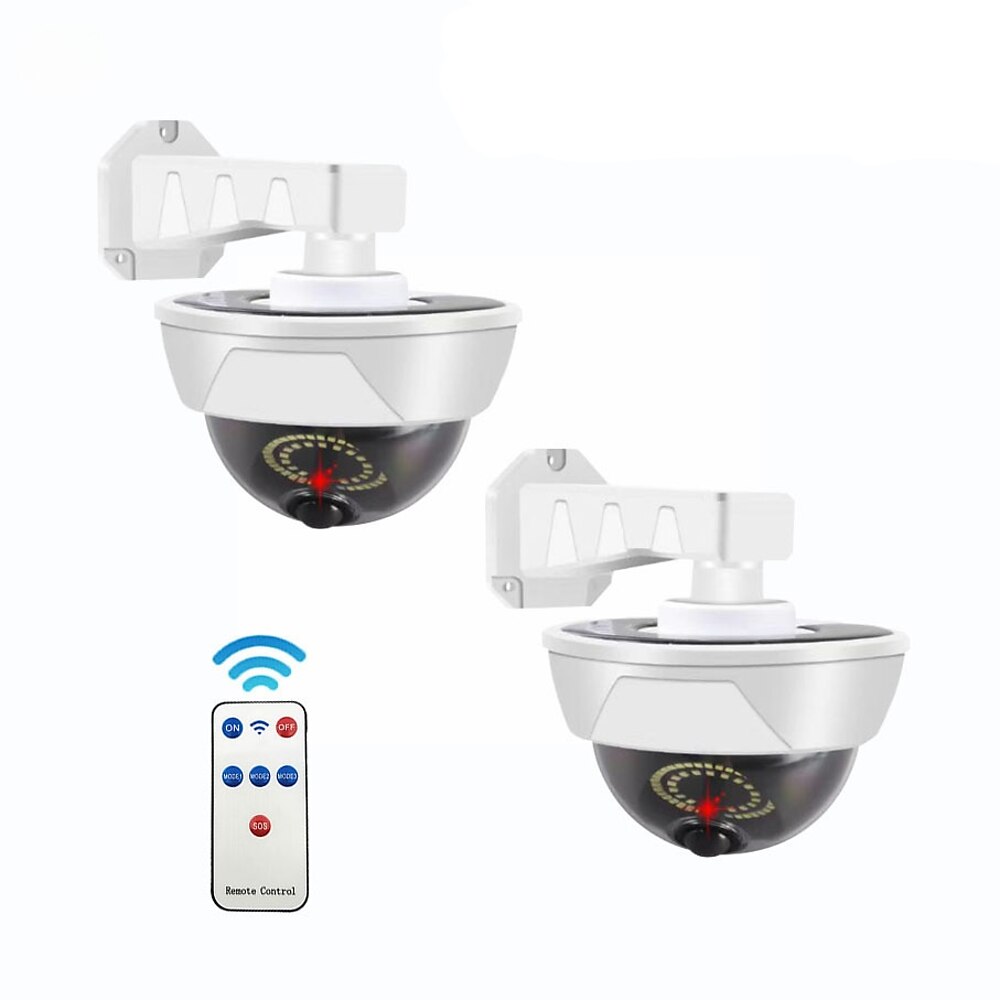 360-Grad-LED-Außenwandleuchten, ultrahelle Solarleuchte, Dummy-CCTV-Kamera mit rotem Blinklicht, Fernbedienung, einfache Installation, wasserdichte Außenflutlichter, kabellos für Veranda, Garten, Lightinthebox