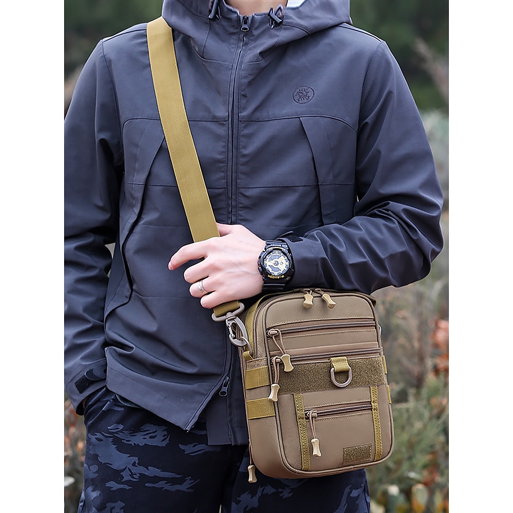 Multifunktionale Umhängetasche für Herren mit digitalem Camouflage-Muster und mehreren Taschen - taktischer Stil für Outdoor-Enthusiasten zum Wandern, Reisen und für den täglichen Gebrauch, Weiß, Schwarz, Grün Lightinthebox