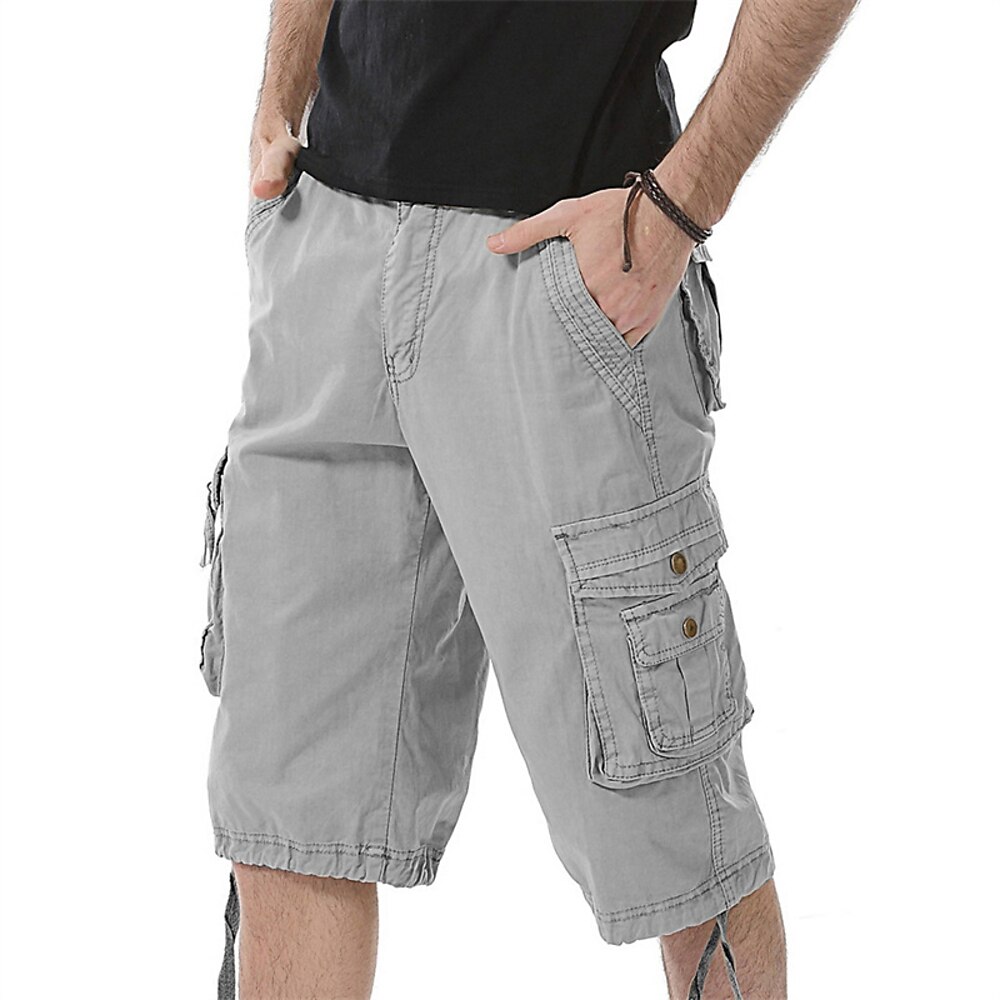 Herren Cargo-Shorts Shorts Sommershorts Mehrere Taschen Klappentasche Einfach Komfort tragbar Knielang Outdoor Sport Täglich Mode Lässig Schwarz Wein Lightinthebox