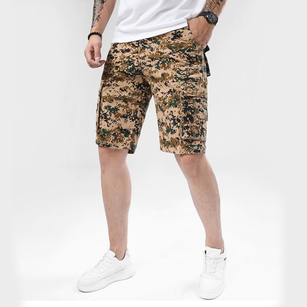 Herren Cargo-Shorts Shorts Sommershorts Mehrere Taschen Button-Down Klappentasche Tarnung Komfort tragbar Knielang Outdoor Sport Täglich Mode Lässig Khaki Lightinthebox